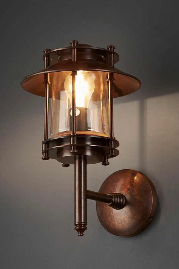 Turner - Dark Brass and Clear Glass - Solid Metal Wall Lantern with Clear Glass Lamp Cover