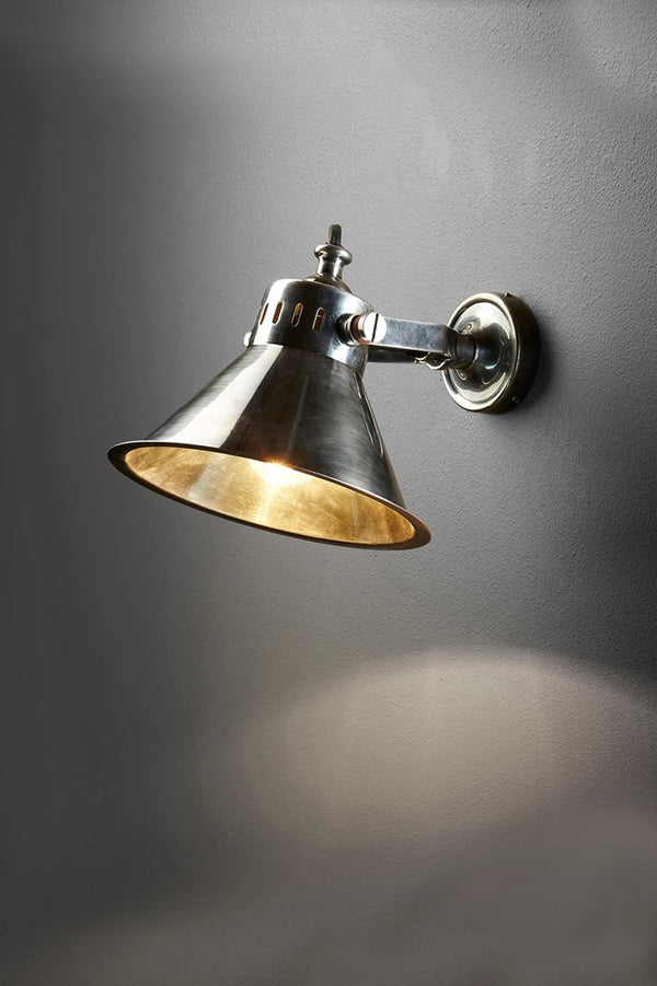Montego Wall - Antique Silver - Solid Metal Short Arm Adjustable Wall Light
