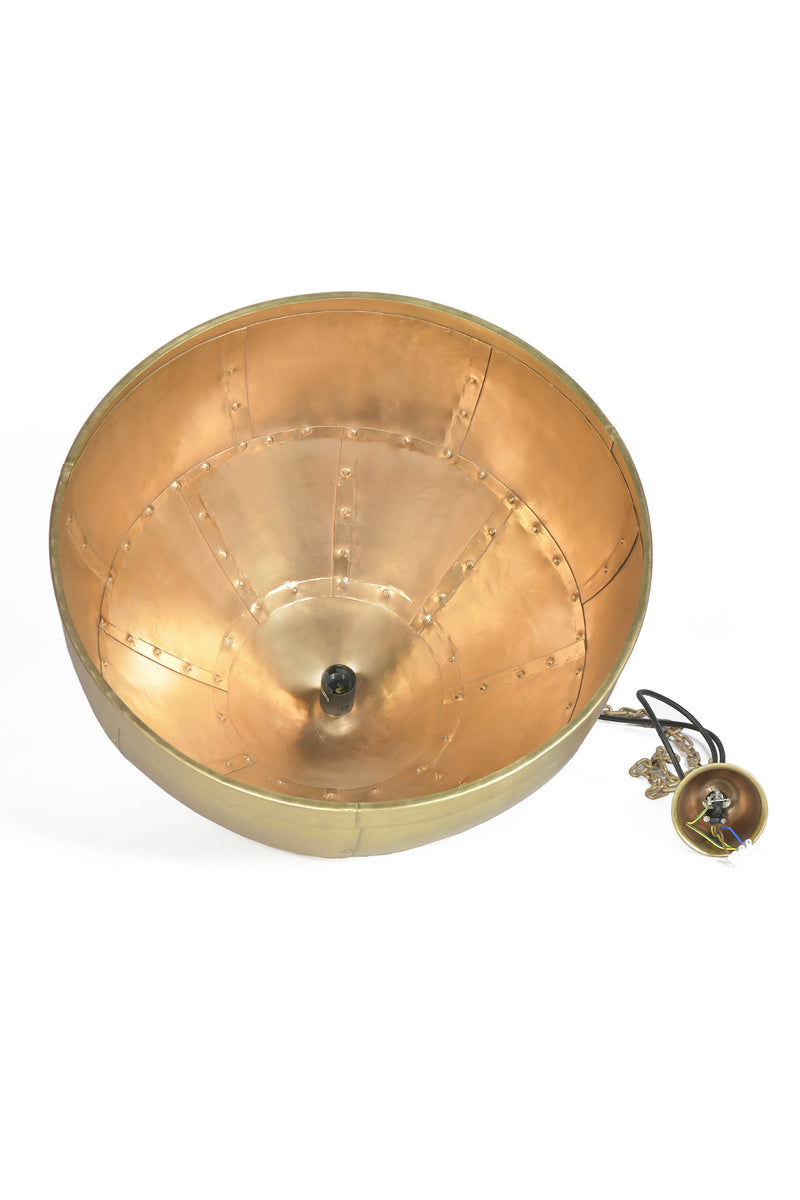 P51 Medium - Antique Brass - Iron Riveted Dome Pendant Light