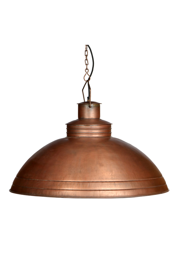 Sheldon - Antique Copper - Large Iron Shallow Dome Pendant Light