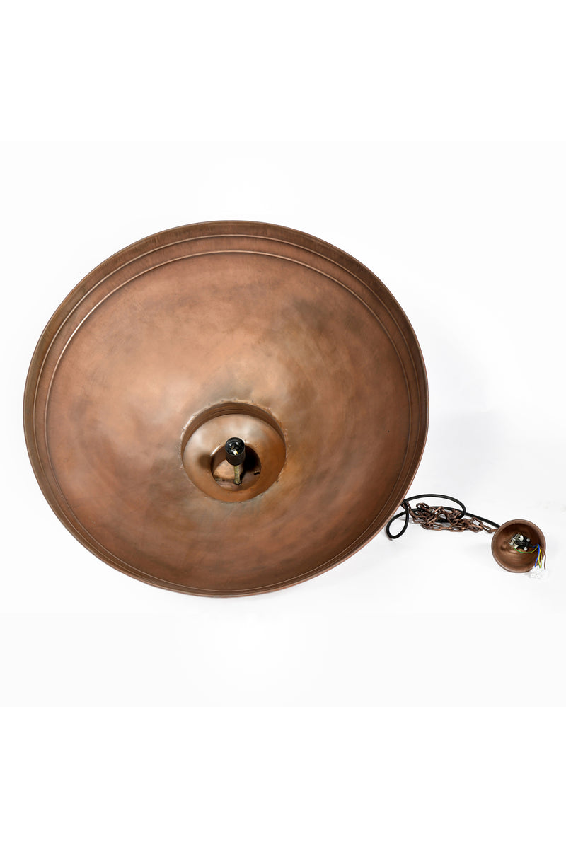 Sheldon - Antique Copper - Large Iron Shallow Dome Pendant Light