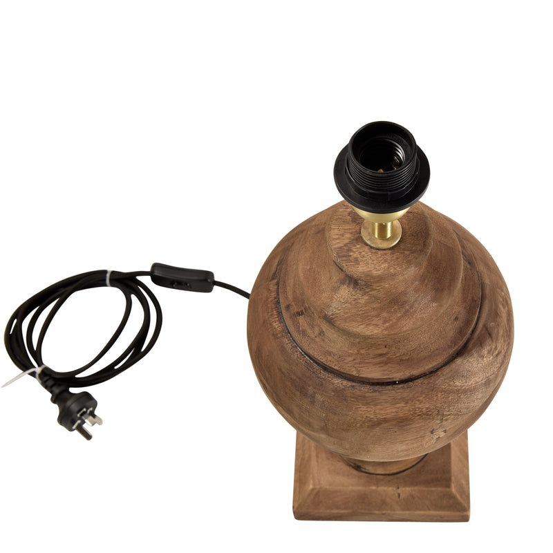 Amphora Small - Dark Natural - Turned Wood Urn Table Lamp