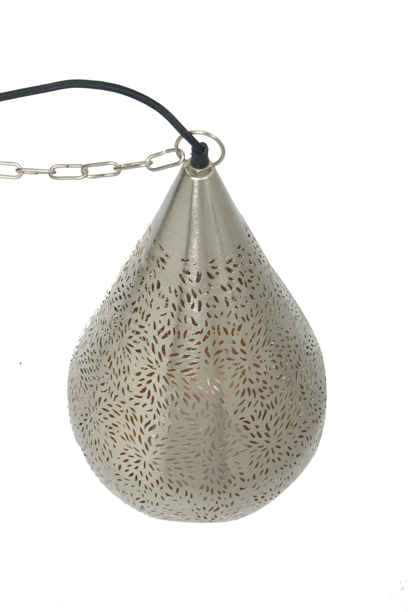 Aquarius Medium - Nickel - Perforated Teardrop Pendant Light