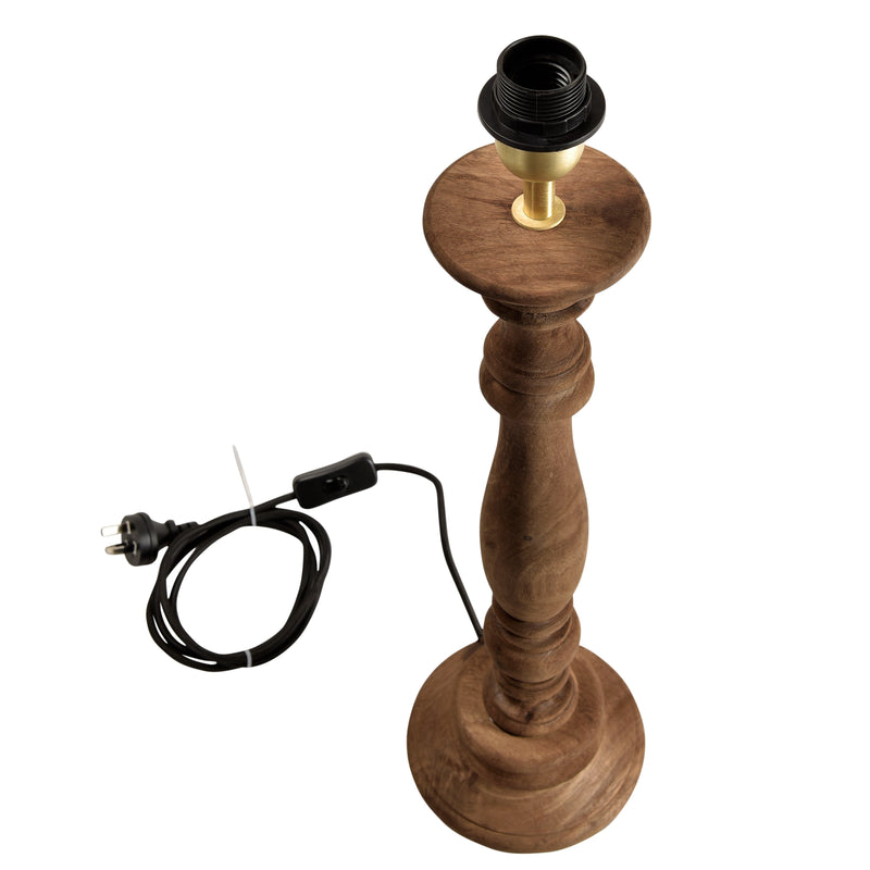 Candela Small - Dark Natural - Turned Wood Candlestick Table Lamp