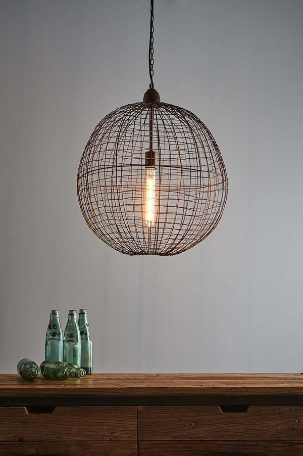 Cray Ball Medium - Antique Copper - Wire Weave Ball Pendant Light