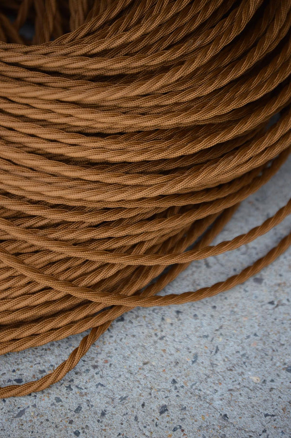 Braided Twisted Fabric Electrical Cord - Antique Gold