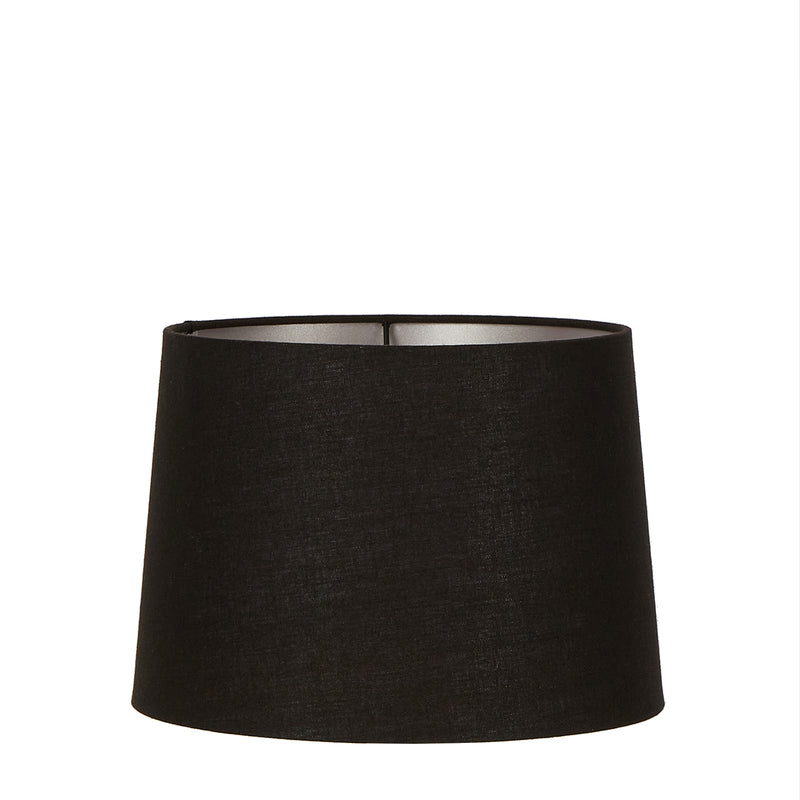 Linen Drum Lamp Shade Medium Black with Silver Lining