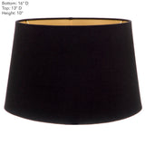 Linen Drum Lamp Shade Large Black with Gold Lining