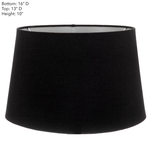 Linen Drum Lamp Shade Large Black with Silver Lining