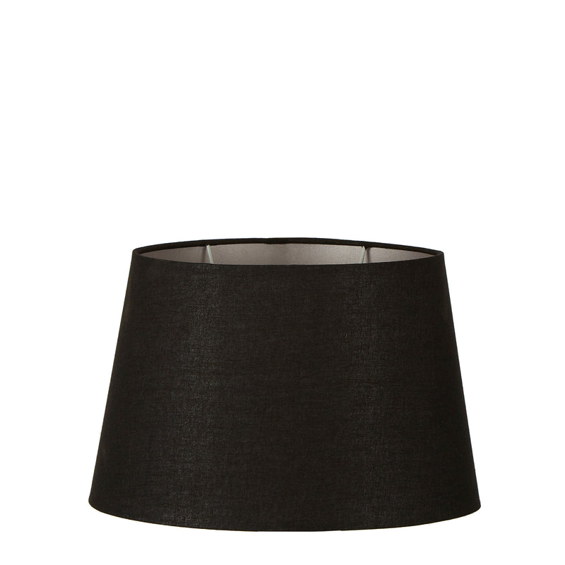 Linen Oval Lamp Shade Medium Black with Silver Lining