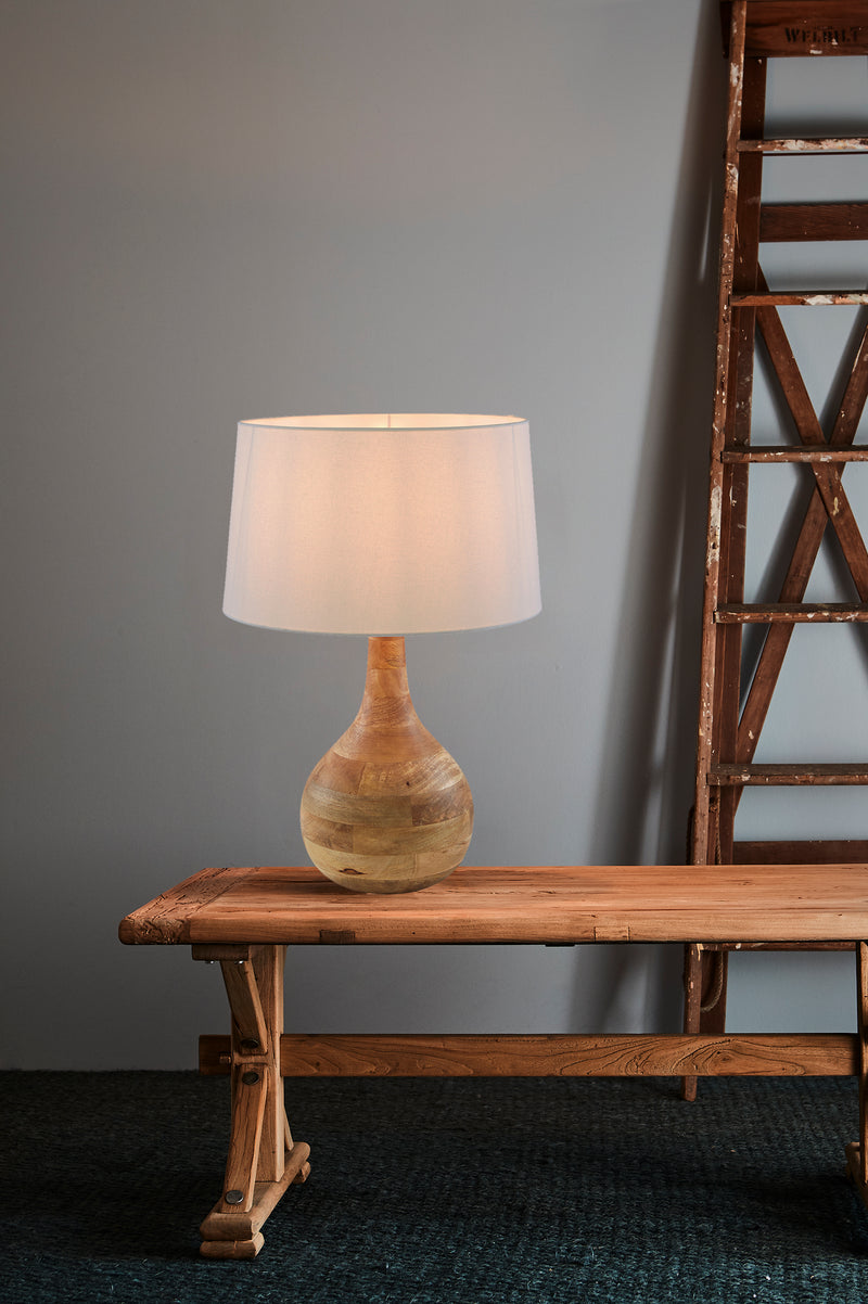 Sarod Turned Wood Table Lamp Dark Natural