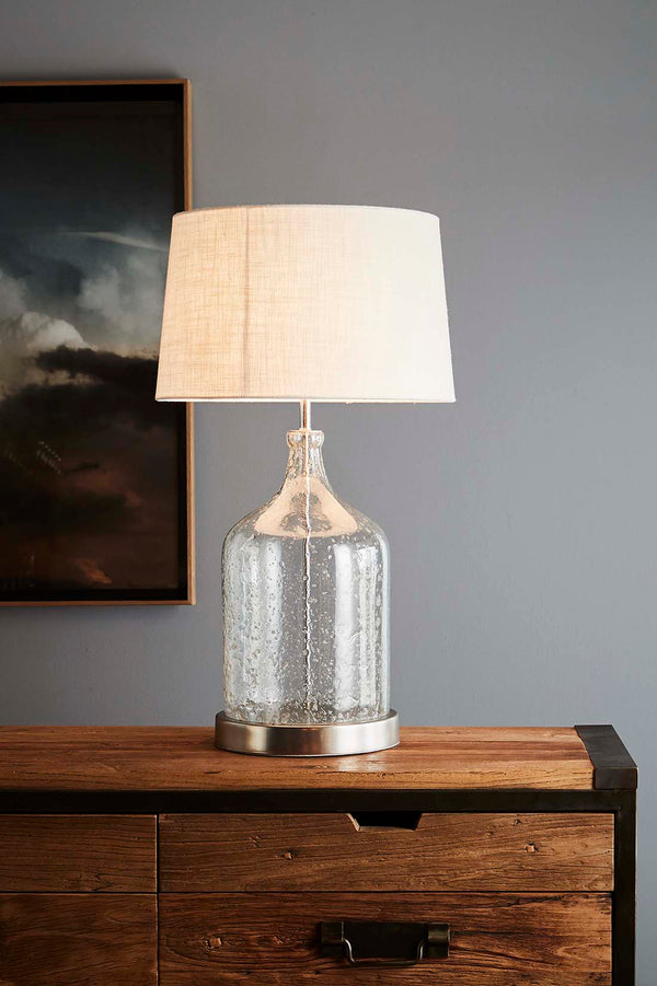Lustre Flagon Table - Clear - Stone Effect Glass Flagon Table Lamp