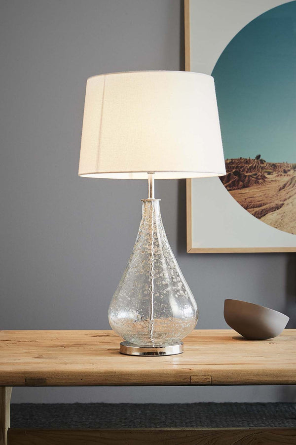 Lustre Teardrop Table - Clear - Stone Effect Glass Teardrop Table Lamp