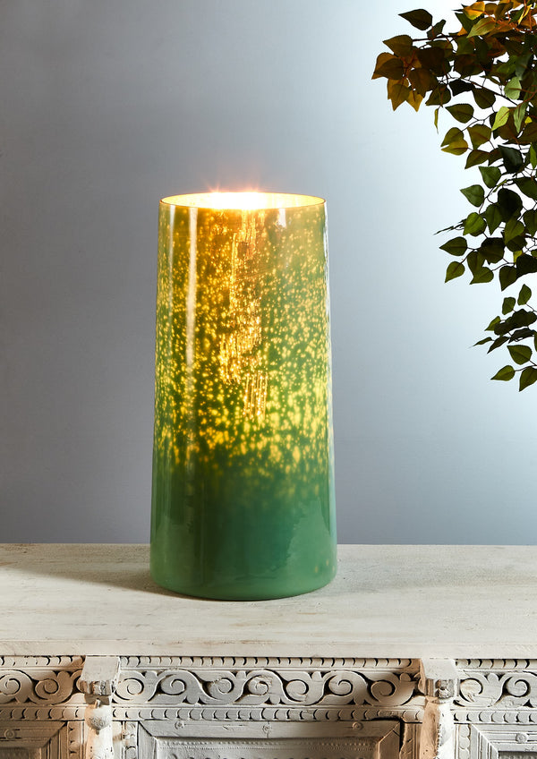 Nouveau - Emerald- Tall Cylinder Art Glass Table Lamp