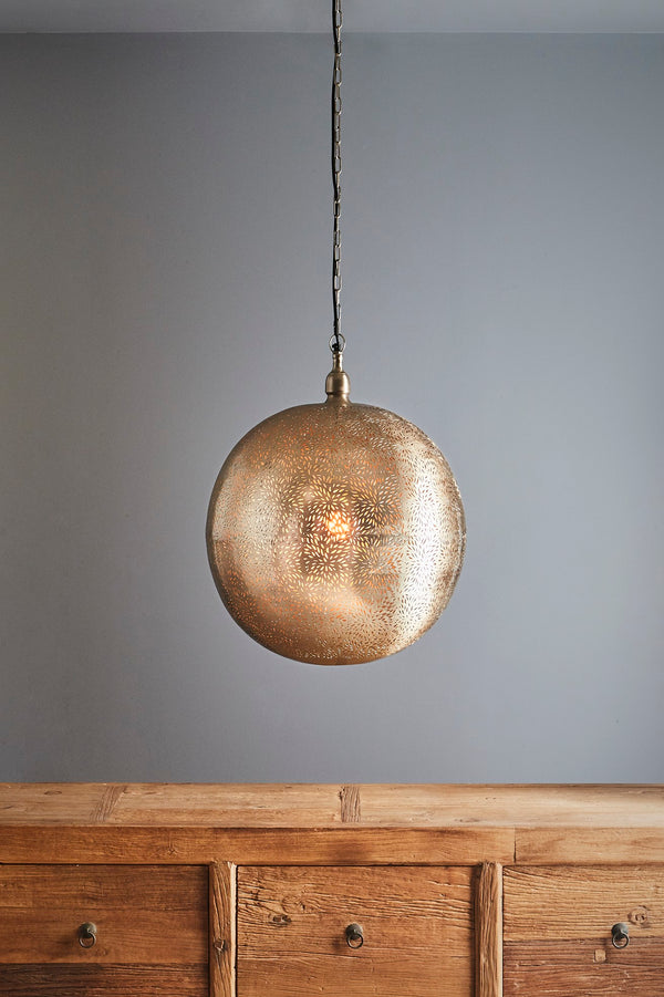 Orion Large - Nickel - Perforated Ball Pendant Light