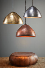 P51 Large - Antique Copper - Iron Riveted Dome Pendant Light