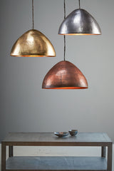P51 Medium - Antique Copper - Iron Riveted Dome Pendant Light