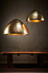 P51 Small - Antique Brass - Iron Riveted Dome Pendant Light