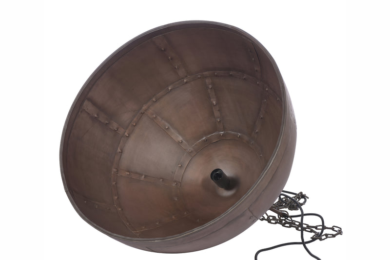 P51 Large - Antique Copper - Iron Riveted Dome Pendant Light