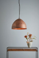 P51 Small - Antique Copper - Iron Riveted Dome Pendant Light