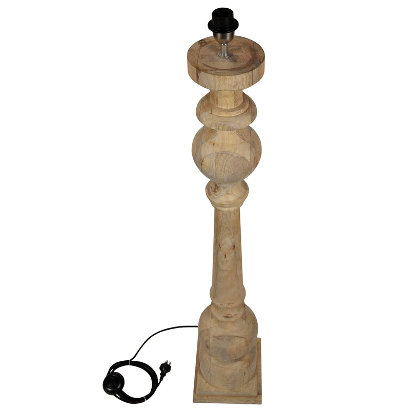 Rook Large - Natural - Turned Wood Pillar Floor Lamp