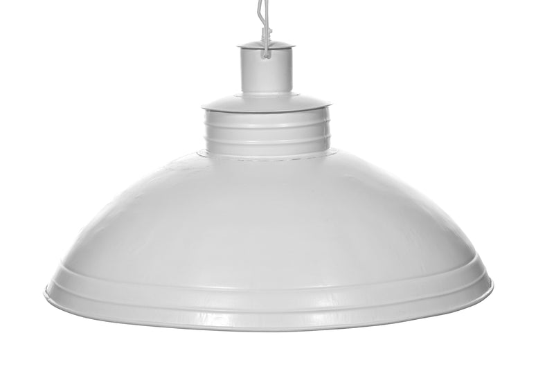 Sheldon - White - Large Iron Shallow Dome Pendant Light
