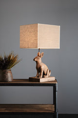 Simon - Dark Natural - Small Wooden Rabbit Table Lamp