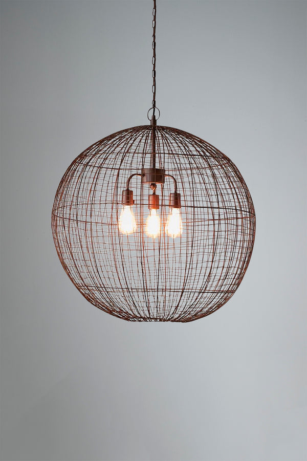 Cray Ball Large - Antique Copper - Wire Weave Ball Pendant Light