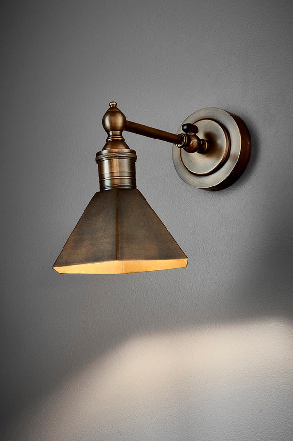Mayfair Wall - Antique Brass - Metal Adjustable Wall Light with Angular Metal Shade