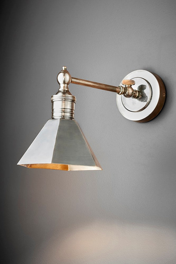 Mayfair Wall - Antique Silver - Metal Adjustable Wall Light with Angular Metal Shade