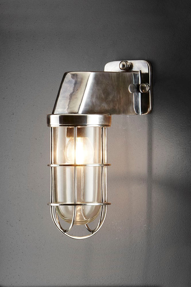 Royal London Wall - Antique Silver and Clear Glass - Aluminium and Metal Cage Wall Light with Clear Glass Lamp Cover