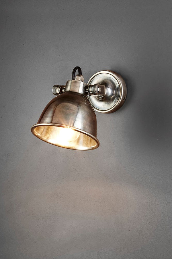 Phoenix Wall - Antique Silver - Solid Metal Wall Light with Pivoting Shade