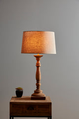 Candela Small - Dark Natural - Turned Wood Candlestick Table Lamp